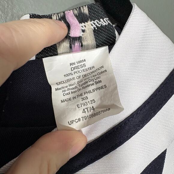 Rare Editions Little Girls Blue Sleeveless Sailor Dress - Size 4T/4 - White Bow - Picture 6 of 7